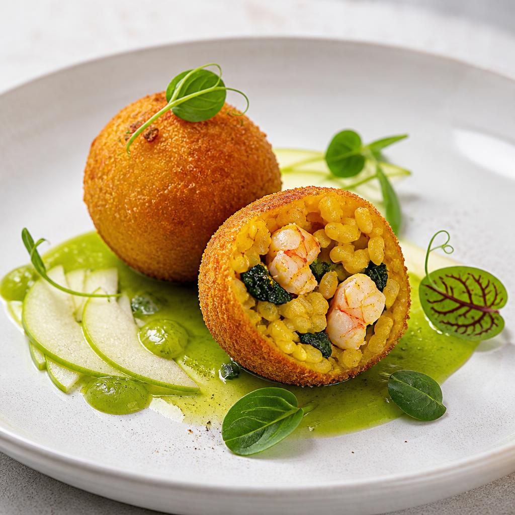 Pazılı Karidesli Safranlı Arancini