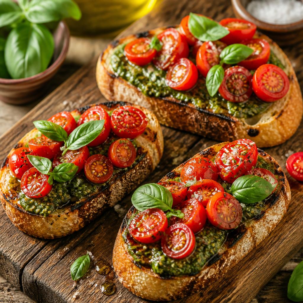 Bruschetta con Pesto e Pomodoro